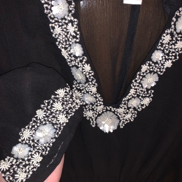 Long sleeve sheer top with beading detail - Picture 2 of 3